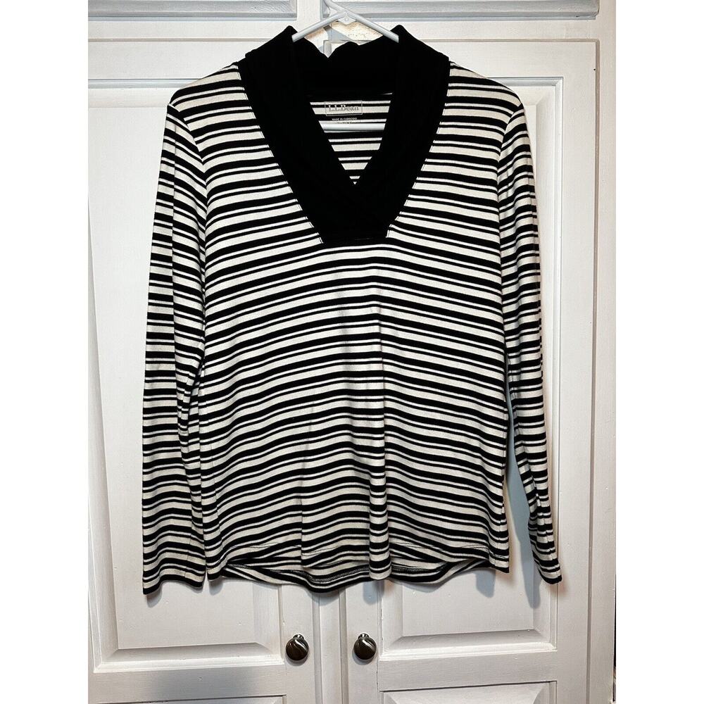 LL Bean Women’s Cowl Neck Cotton Top Striped Size Small